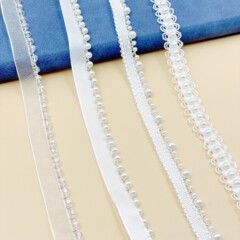 Best-selling handmade beading lace crystal barcode pearl woven ribbon for clothing cheongsam Hanfu decoration accessories DIY accessories