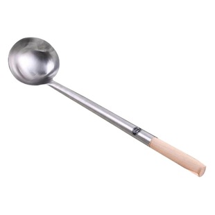 Factory wholesale Hongyun kitchen stainless steel stir-fry spoon hotel supplies long handle stir-fry spoon thickened wooden handle cooking spoon shovel