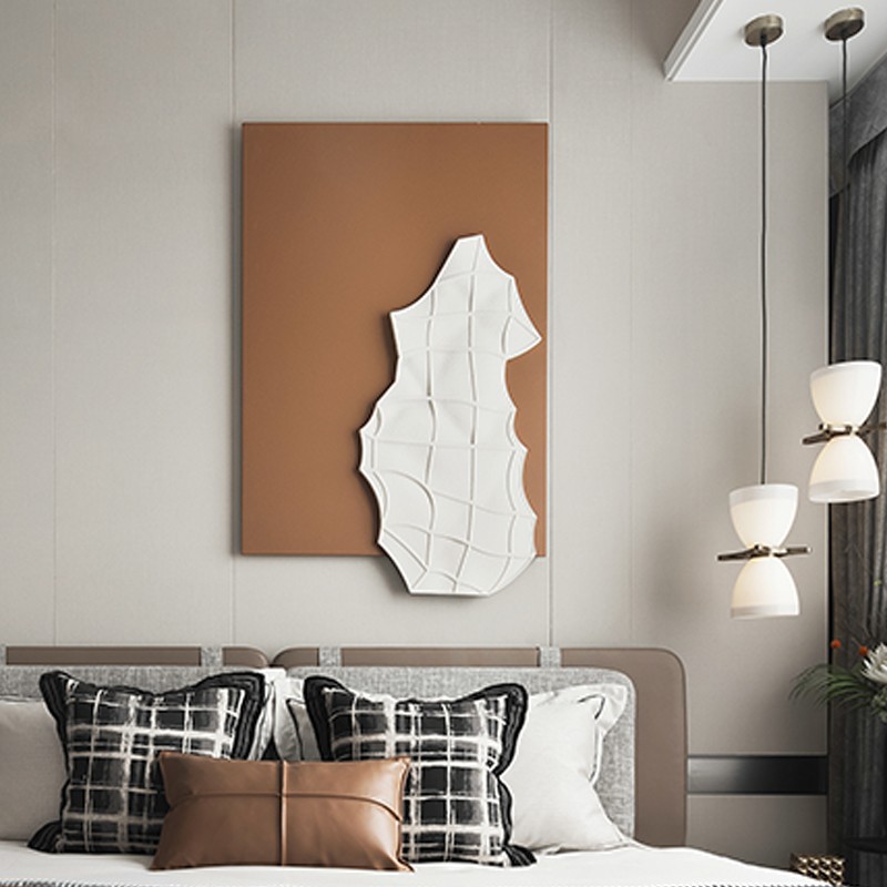 意式极简沙发背景墙装饰画立体浮雕肌理挂画创意卧室餐厅现代壁饰