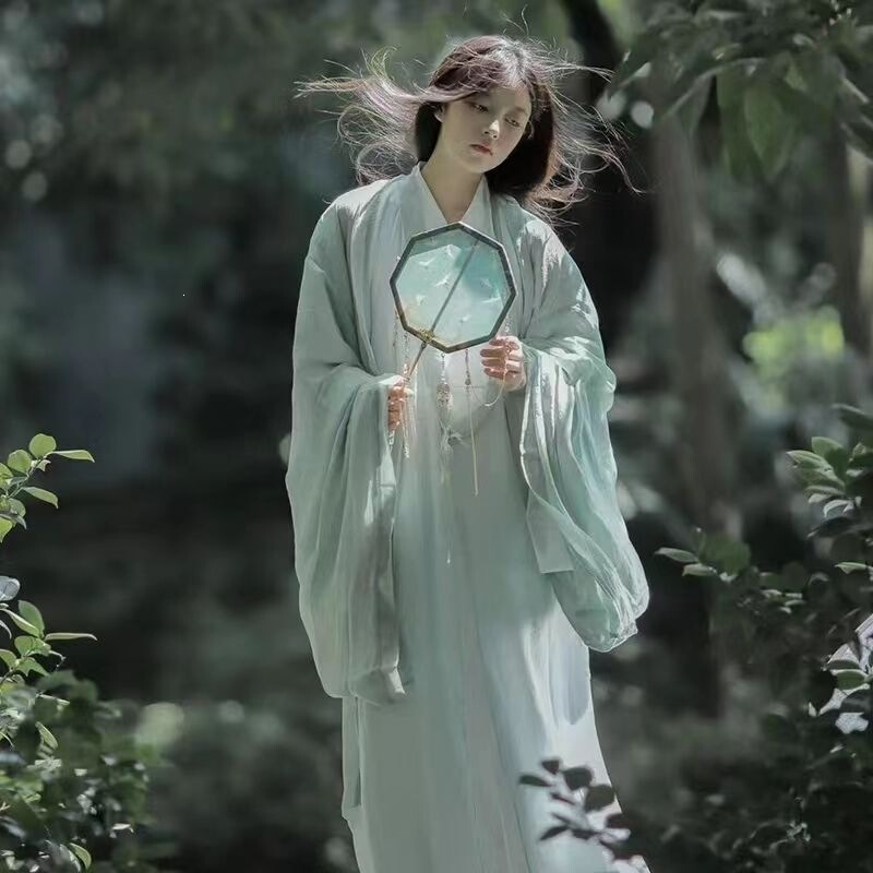 Blue [Luoshen] Hanfu Women's New Style Elegant Ancient Costume Fairy Dress with Wide Sleeves and Flowing Skirt