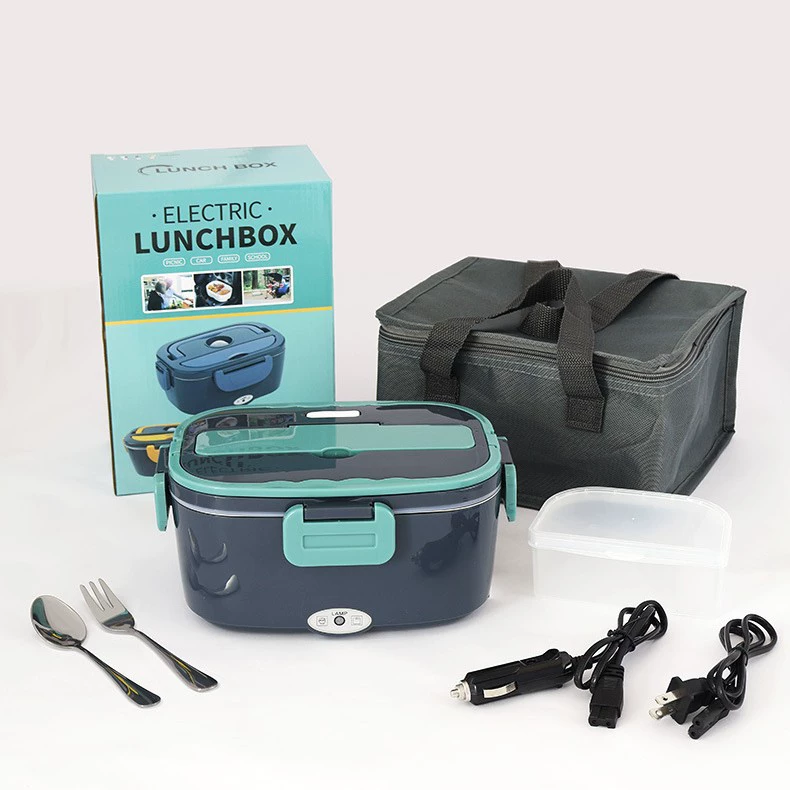 Трансграничные горячие продажи черный электрический нагревательный ланч-бокс из нержавеющей стали дома автомобиль 2-в-1 нагревательный ланч-бокс
