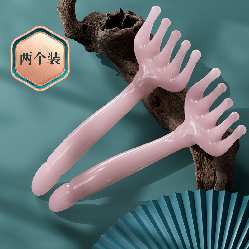 Masajeador de cabeza de cinco garras masaje peine herramienta de terapia capilar resina tendón dragado Meridian rascarse cuero cabelludo descompresión artefacto