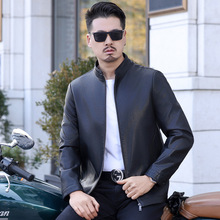 一件代发新款高档海宁真皮夹克男加绒外套休闲男装绵羊皮水洗皮衣