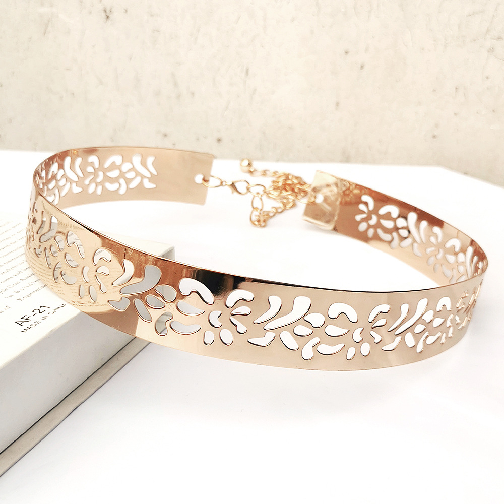 Guld metallbälte med paljetter till damklänning_voghion.com