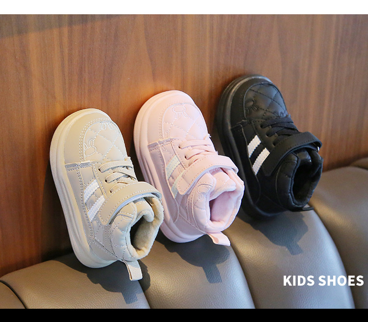 Winter children's sports with plush thick board warm bread men's and women's shoes, waterproof shoes_voghion.com