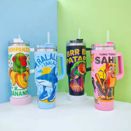 跨境40oz汽车杯山海经巨无霸吸管杯车载冰霸杯304大容量水杯