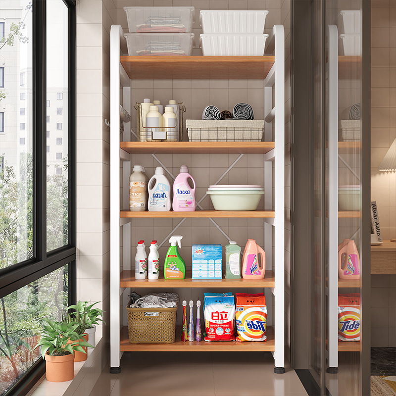 Estante para balcón doméstico Estante de almacenamiento de varias capas Estante de cocina contra la pared Estante de una pieza Estante para artículos diversos Estante de almacenamiento simple