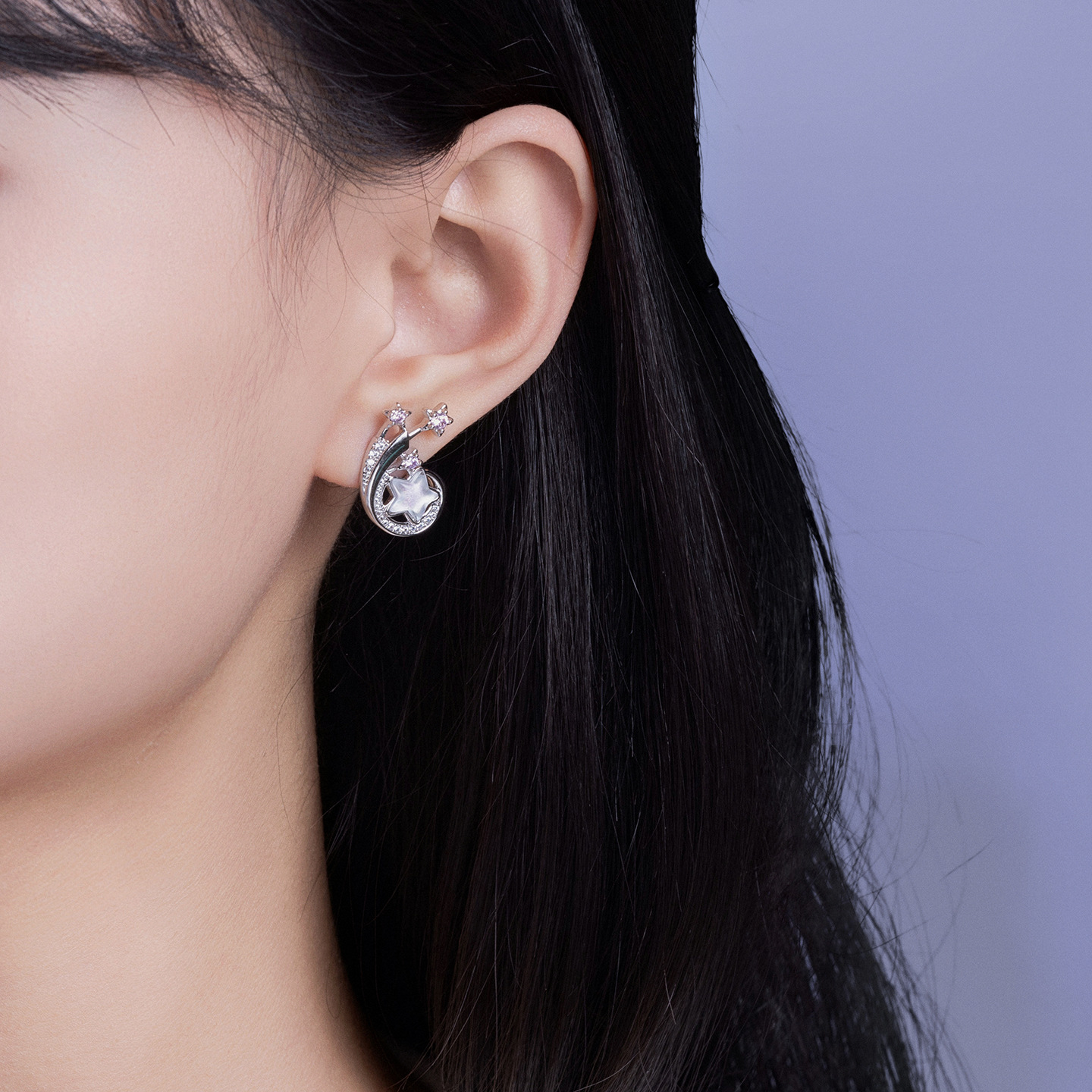 Xuping nuevo estilo simple pernos de orejas de gemas artificiales, pequeñas orejas frescas de piedra moca elegante al por mayor