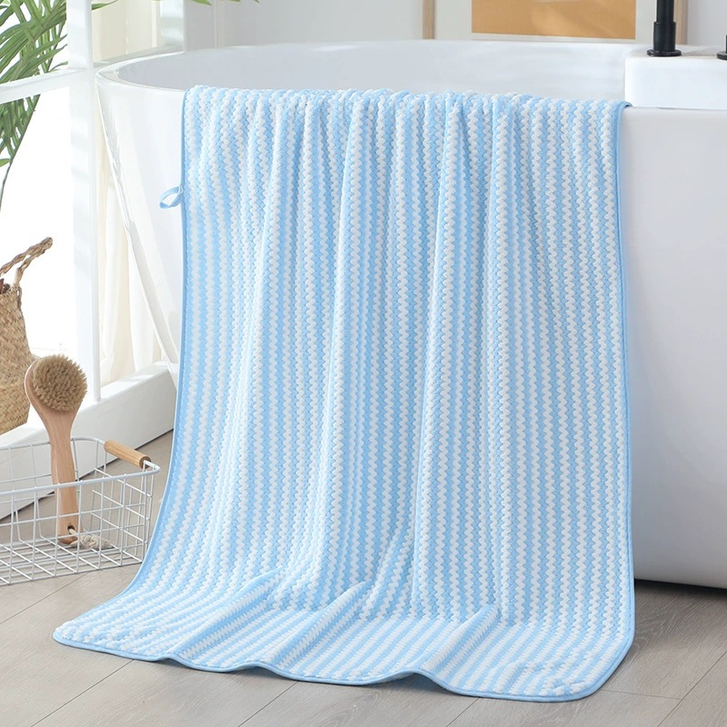 Toalla de baño absorbente extra grande casa de baños para adultos Toalla grande a rayas suave y cómoda Toalla de playa multicolor de terciopelo coral