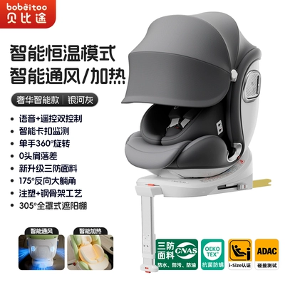 Car child safety seat — Seat for 0-12 Years Old - luxury-smart-edition-galaxy-gray-ventilation-heating-anti-flip-support-legs-awning