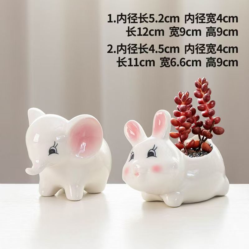 白羊可爱卡通小动物彩绘异形透气多肉花盆个性超萌摆件工艺品批发|undefined