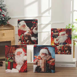 跨境爆款圣诞礼品盒圣诞老人礼物包装盒创意白卡纸袋红酒牛皮纸袋