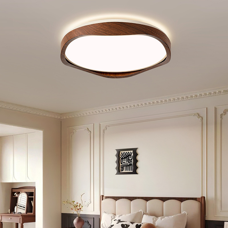 Grand View Garden nuevo estilo chino de protección de ojos de espectro completo lámpara principal de sala de estar minimalista Viento silencioso de madera de nuez lámpara de techo 473L