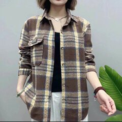 代発生放送で起爆した2025春の新型ファッション格子韓国版ゆるい着痩せ女装シャツ卸売り