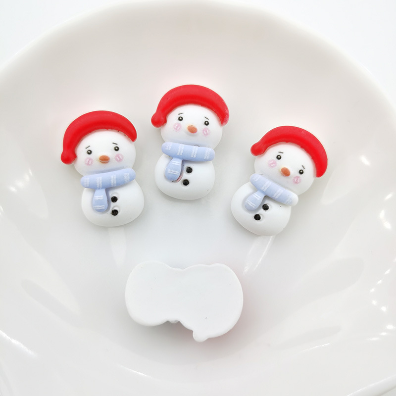 Navidad serie muñeco de nieve dibujos animados resina accesorios diy material horquilla cabeza cuerda agua parche caja del teléfono decoración