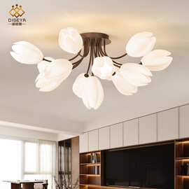 迪格雅法式高级感客厅主灯现代简约奶油风餐厅卧室郁金香装饰吊灯