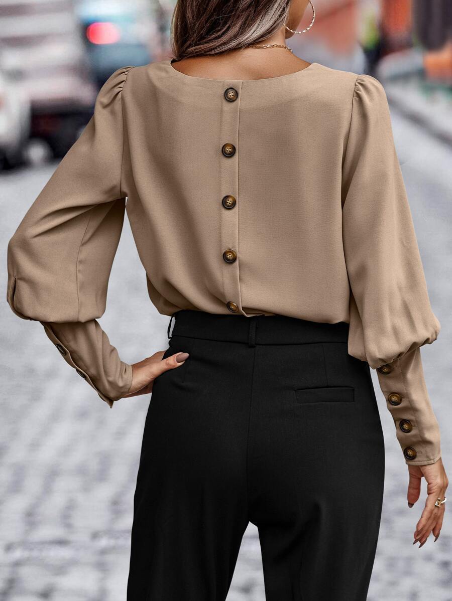 Women's Blouse Long Sleeve Blouses Button Casual Elegant Solid Color display picture 5