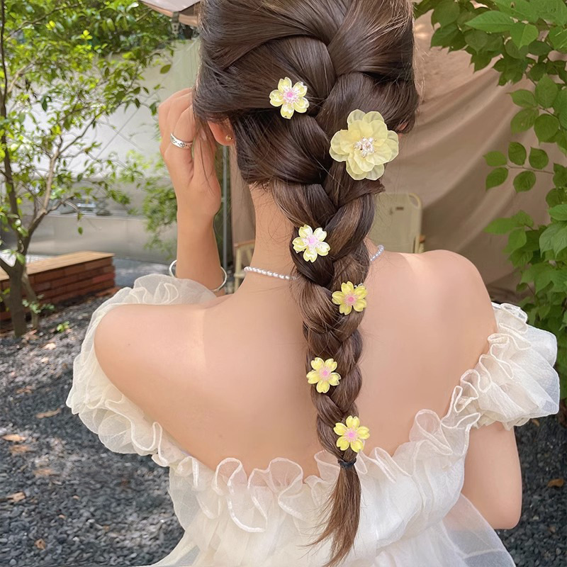 Super Fairy Forest Cherry Blossom Horquilla para el cabello trenzado de niña Tombro de princesa linda Horquilla de princesa Verano Dulce flor Clip lateral Accesorios para el cabello