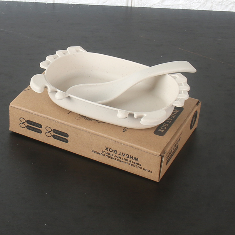 Plato Infantil con Cuchara de Paja de Trigo Resistente a Caídas para Niños y Estudiantes