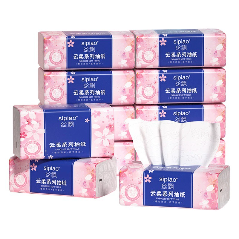 Бумага для лица Silk Flutter Cherry Blossom Series, 260 листов, 12 упаковок, 24 упаковки, эконом-упаковка, бытовые салфетки для лица