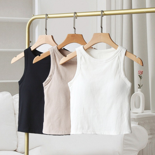 Wholesale trendy women's sleeveless crop top with sexy back design, short style, suitable for layering inside or outside, slim-fit and navel-baring.