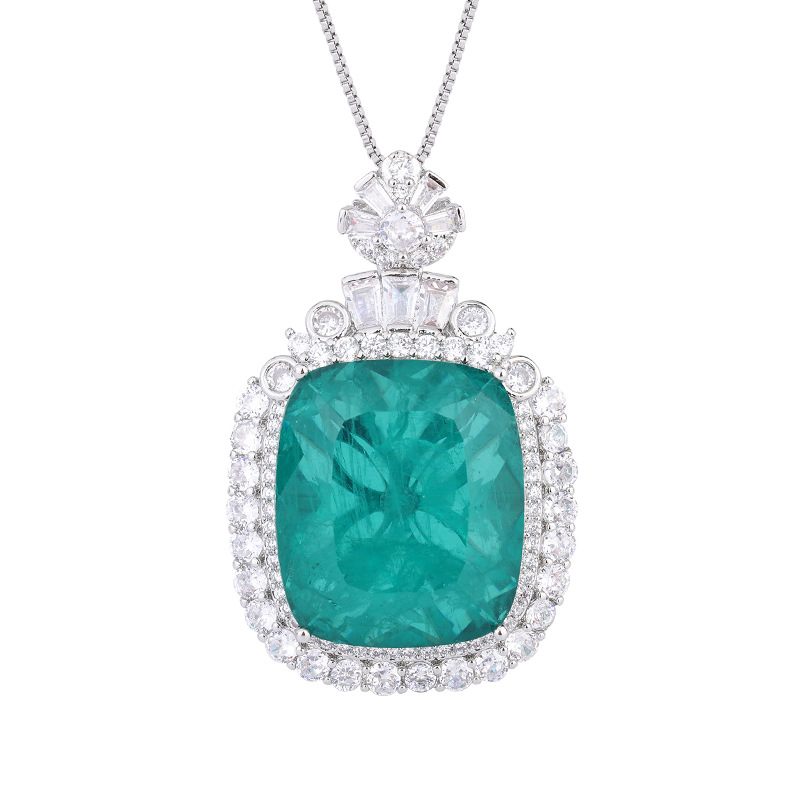 Joyas Zhuang Shengsheng Fondo de cobre chapado en oro simulación esmeralda violeta cuadrado 20*23 colgante collar joyería