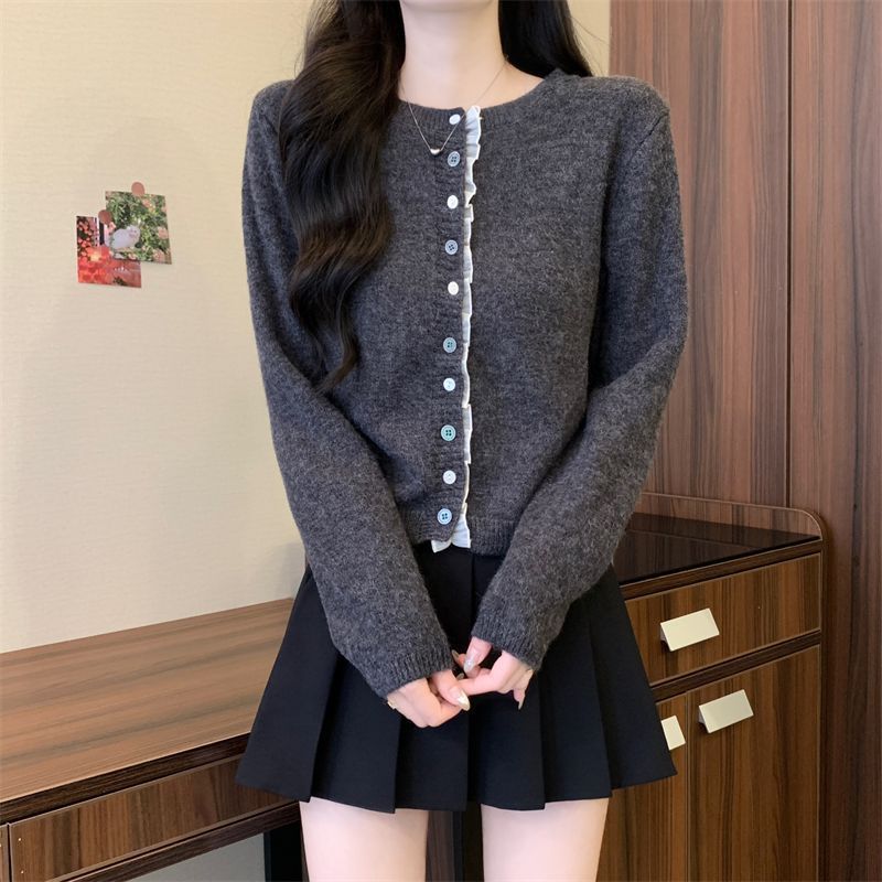 短款针织开衫女春秋季内搭可外穿打底毛衣外套感小香风小个子上衣|undefined