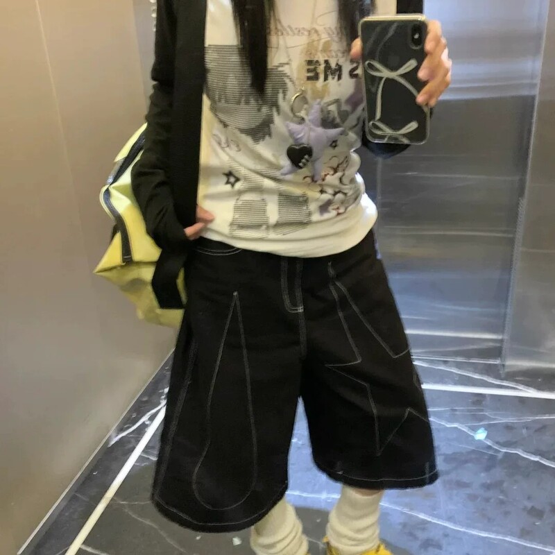 American Retro Style Star-Patterned Wide-Leg Cropped Jeans for Men and Women, 2026 Summer New Street Fashion Versatile Loose Denim Pants American Retro Style Star-Patterned Wide-Leg Cropped Jeans for Men and Women, 2026 Summer New Street Fashion Versatile Loose Denim Pants