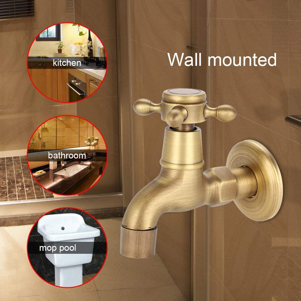 Copper antique European style retro 4 points 6 points single-cooling washing machine faucet mop sink extended faucet faucet nozzle bathroom full figure