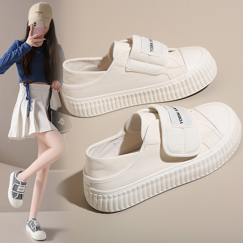 Women's Shoes for Pregnant Women's Shoes with a Sense of Dung Spring and Summer Outfit Floating Loose Slip-on Soft-soled White Canvas Shoes