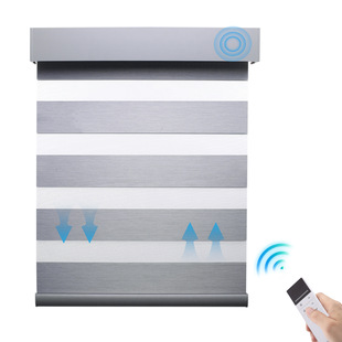 Intelligent electric remote control zebra curtain non-perforated cross-border soft gauze curtain manufacturers wholesale Europe and the United States free dimming