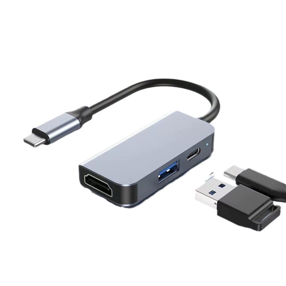 TYPE C тройной переходник-удлинитель HUB, желтая серия упаковки, PD100W быстрая зарядка