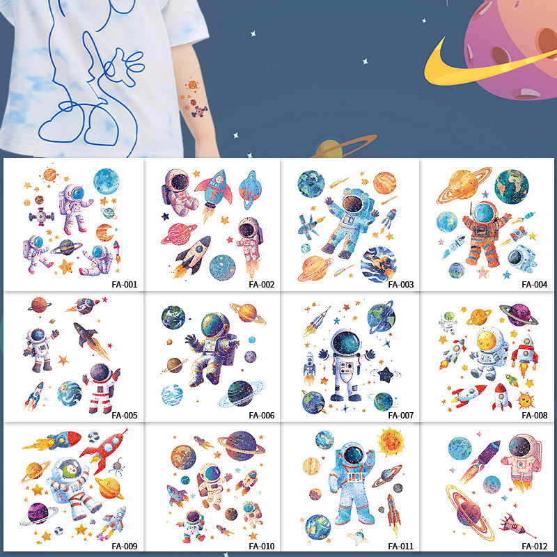 Cute Colorfulful Glitter Tattoo Stickers for Women Waterproof and Long-Lasting Astronaut 2024 New Style Clavicle Student Washable Ins Cute Colorfulful Glitter Tattoo Stickers for Women Waterproof and Long-Lasting Astronaut 2024 New Style Clavicle Student Washable Ins
