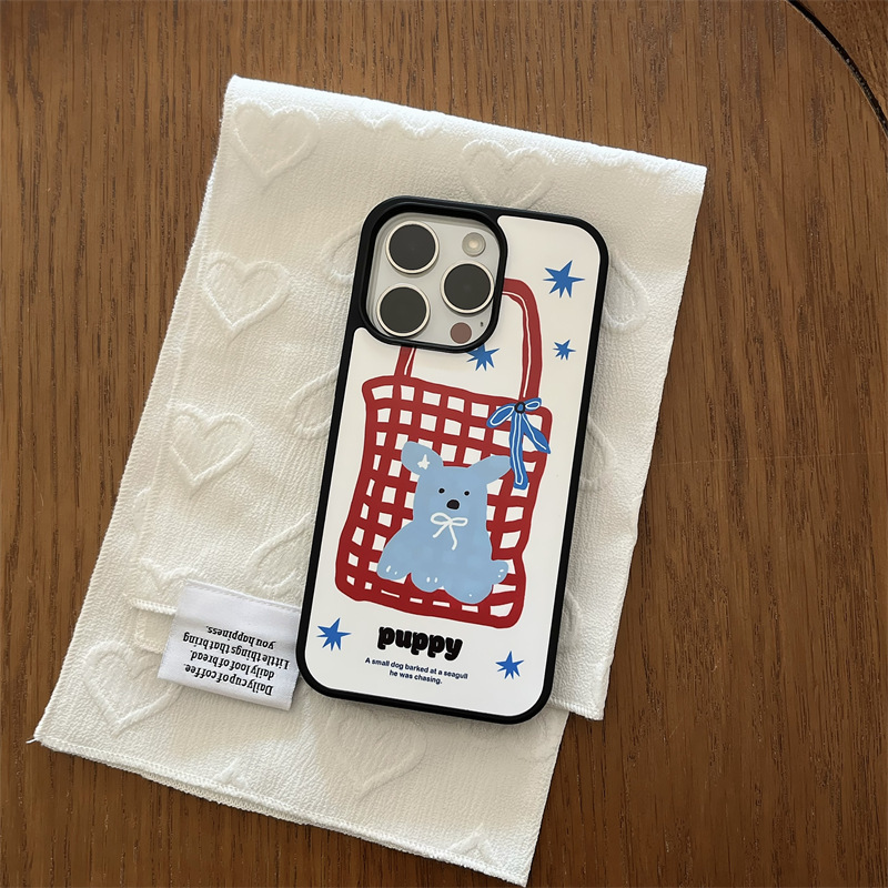 Bolso de perrito a cuadros rojo-borde negro uno