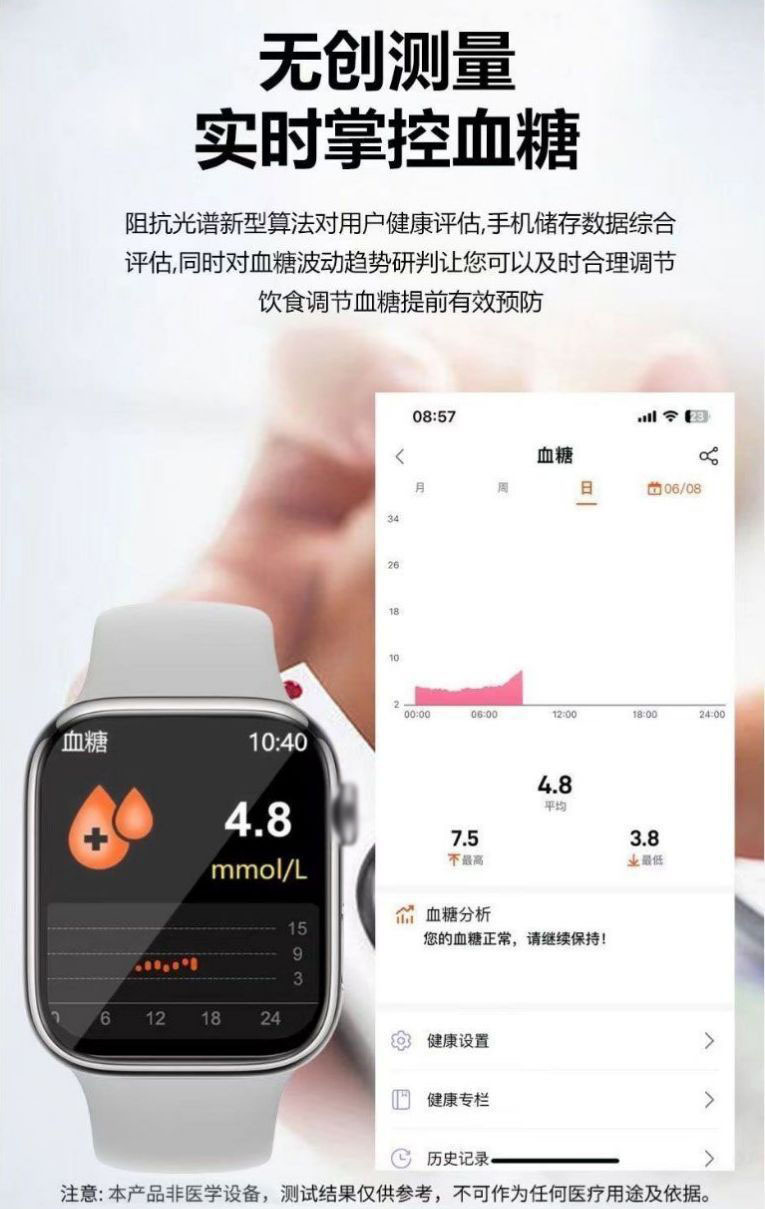 New high-precision real-time monitoring non-invasive blood sugar, blood pressure, heart rate and uric acid Huaqiangbei smart bracelet one-stop delivery undefined
