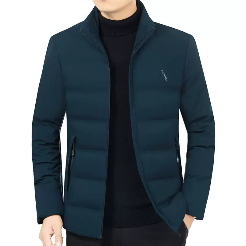 男士外套棉衣秋冬羽绒棉服时尚保暖中年休闲服立领冬季上衣棉袄