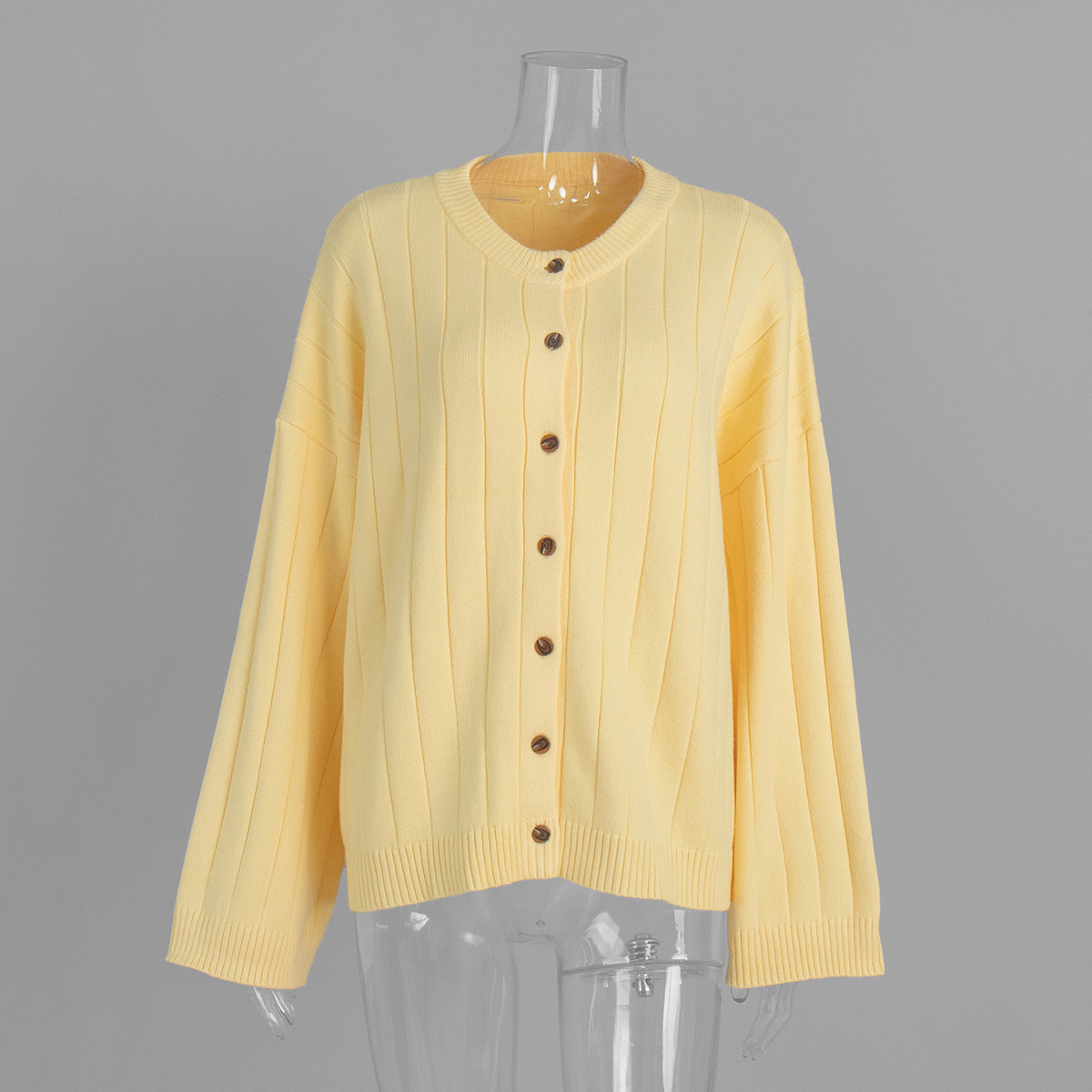 Cardigan suelto transfronterizo otoño-invierno 2025, cardigan de cuello redondo, cardigan de punto de estilo europeo y americano para mujeres