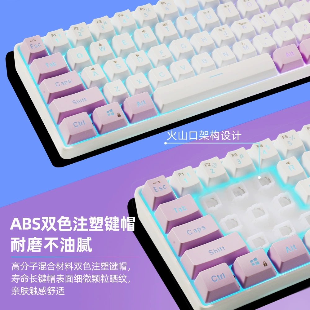 61‑клавишная механическая клавиатура K401, RGB подсветка, проводная Type‑C, компактный набор цветовых кнопок