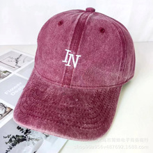 外贸批发字母水洗做旧棒球帽夏季大头围鸭舌帽男女休闲百搭遮阳帽