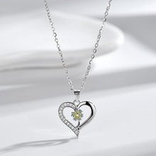 跨境新款s925纯银双层心型项链女亚马逊欧美时尚热卖首饰节日礼物