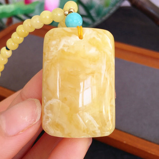 Natural Russian manufacturers Wholesale natural beeswax square pendant white nectar beeswax nothing necklace
