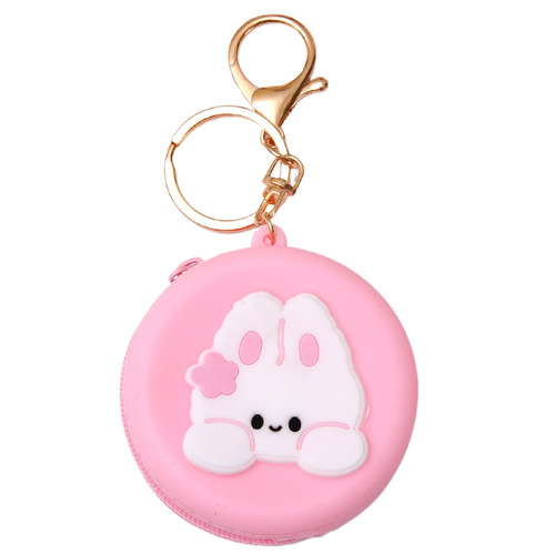 Creative cartoon round silicone coin purse ins style cute coin storage bag ladies wallet headphone key bag