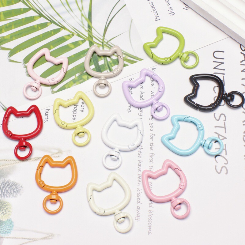 Colorful Zinc Alloy Cat Head Spring Buckle DIY Jewelry Accessories Handmade Materials Versatile Bag Doll Keychain