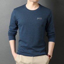 2021秋装新款男士韩版青年套头圆领印花简单打底衫男式长袖T恤