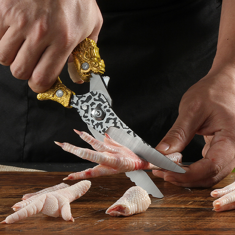 Gran por mayor mano de dragón fuerte tijeras de hueso de pollo de acero inoxidable multifuncional tijeras de barbacoa al aire libre tijeras de cocina de alimentos cocinados caseros