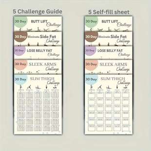 10 Pieces of 30-Day Home Exercise Challenge Wall Exercise Schedule Healthy Check-In Record Yoga Poster Set