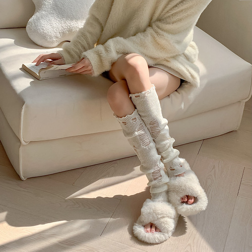 Hot girl ripped socks, Japanese trendy calf socks, autumn and winter sweet girl JK high socks manufacturer wholesale