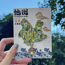 厂家现货创意地图金属木质云南冰箱贴城市地标建筑景区特色纪念品