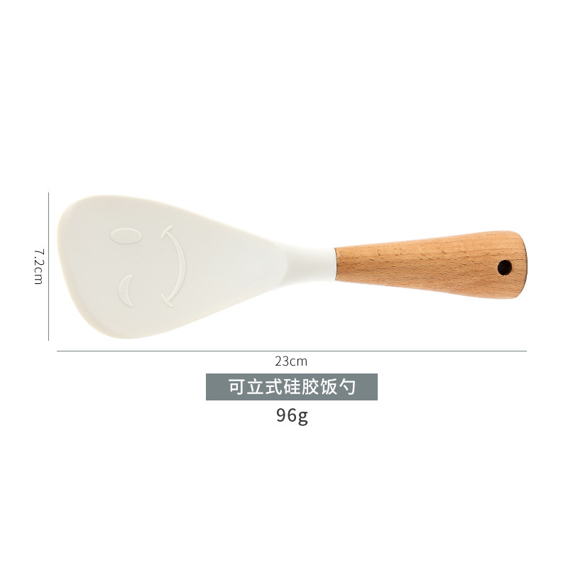 Nuevo producto creativo Cuchara de arroz de silicona vertical Cuchara de arroz de silicona de grado alimenticio Cuchara de arroz antiadherente Pala de arroz doméstica