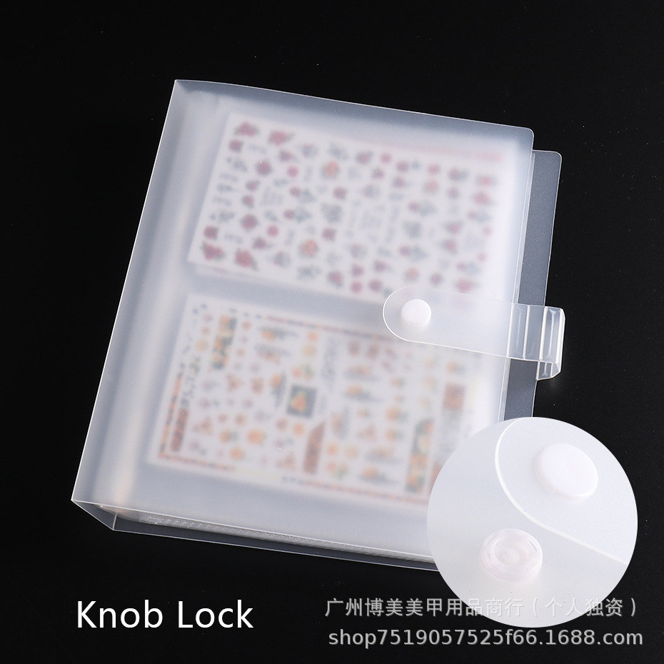 Japanese Nail Art Stickers Storage Book with Buckle Transparent Frosted Stickers Large Capacity Storage Book Nail Decals Display Book